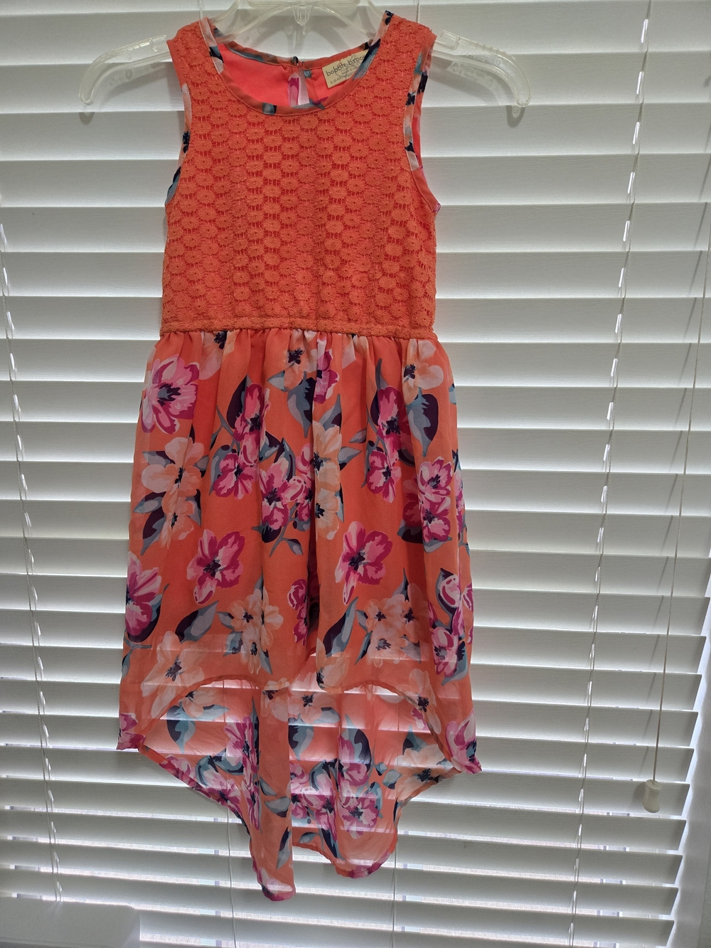 Bobbie Brooks Girls Size S 6-6X Coral Floral Lace Dress